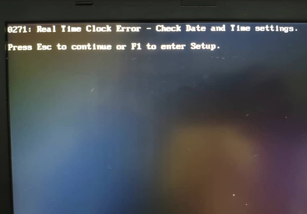 The error I got when trying to boot without the main battery